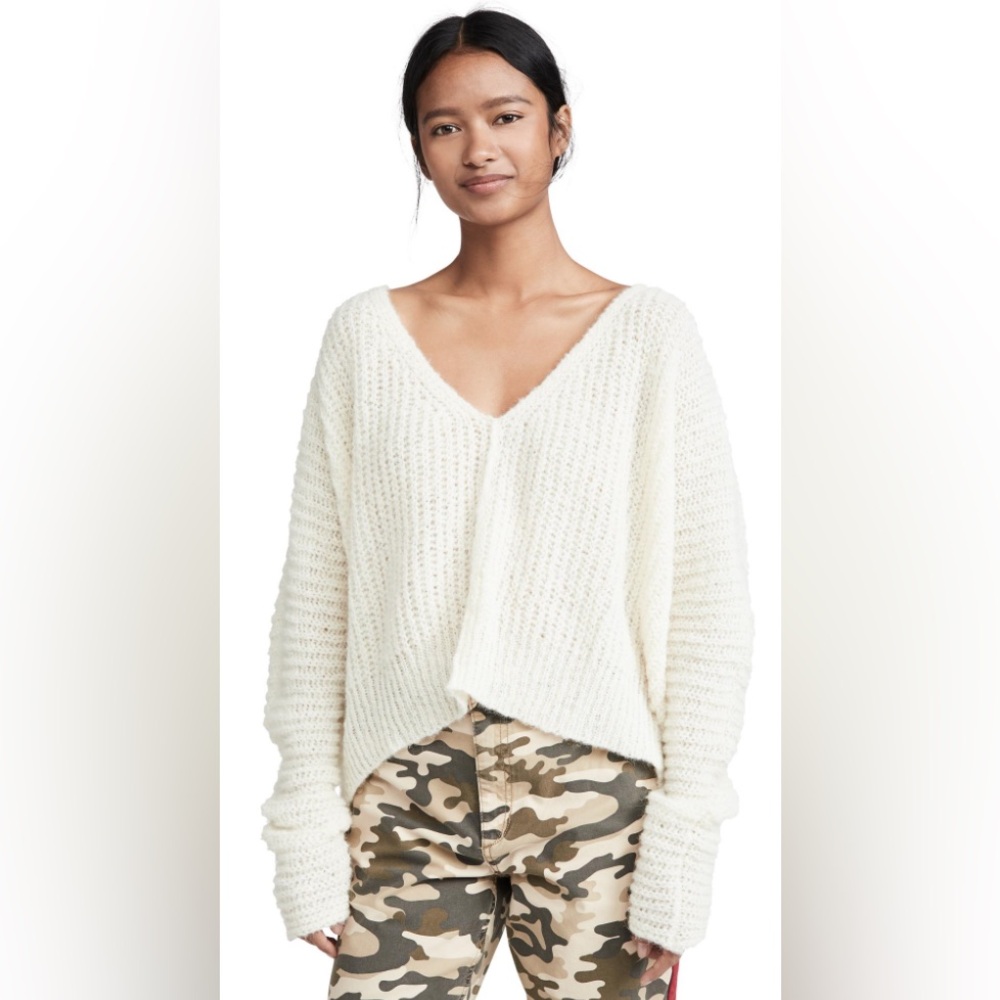 Free People Moonbean V Neck Alpaca Sweater